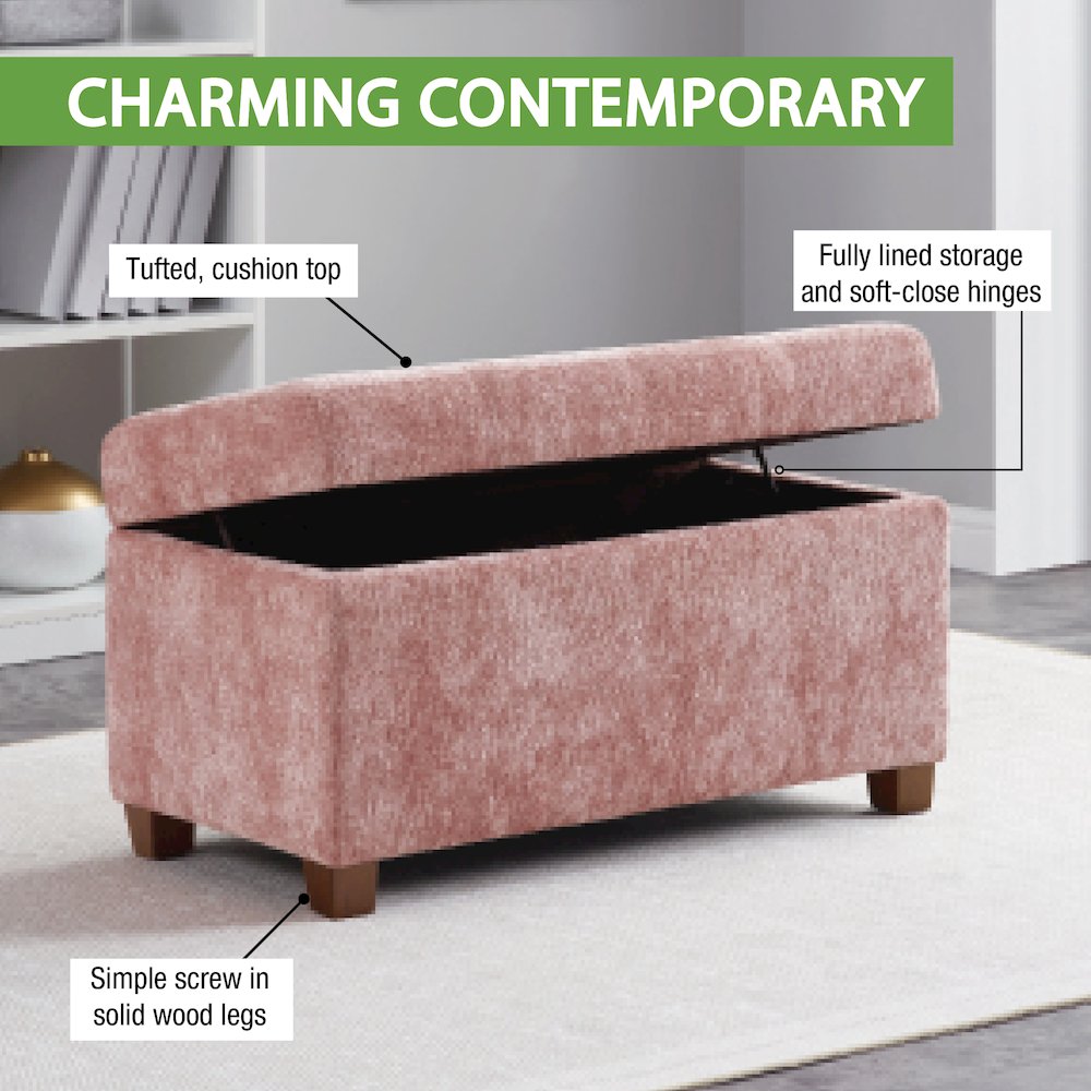 Metro Storage Ottoman in Dusty Rose Fabric. Picture 10