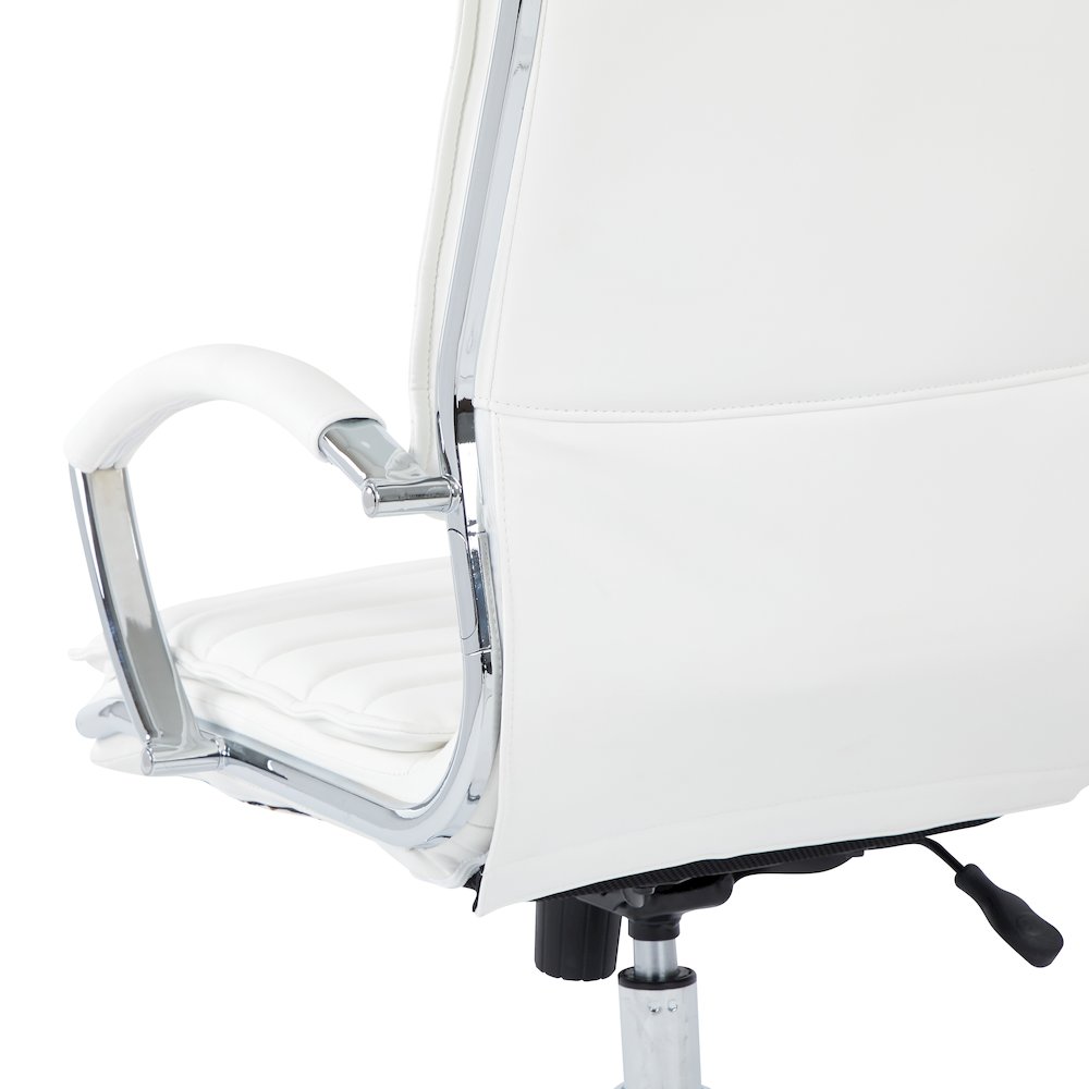 High Back Manager's Faux Leather Chair with Chrome Base, Removable Arm Sleeves. Picture 9