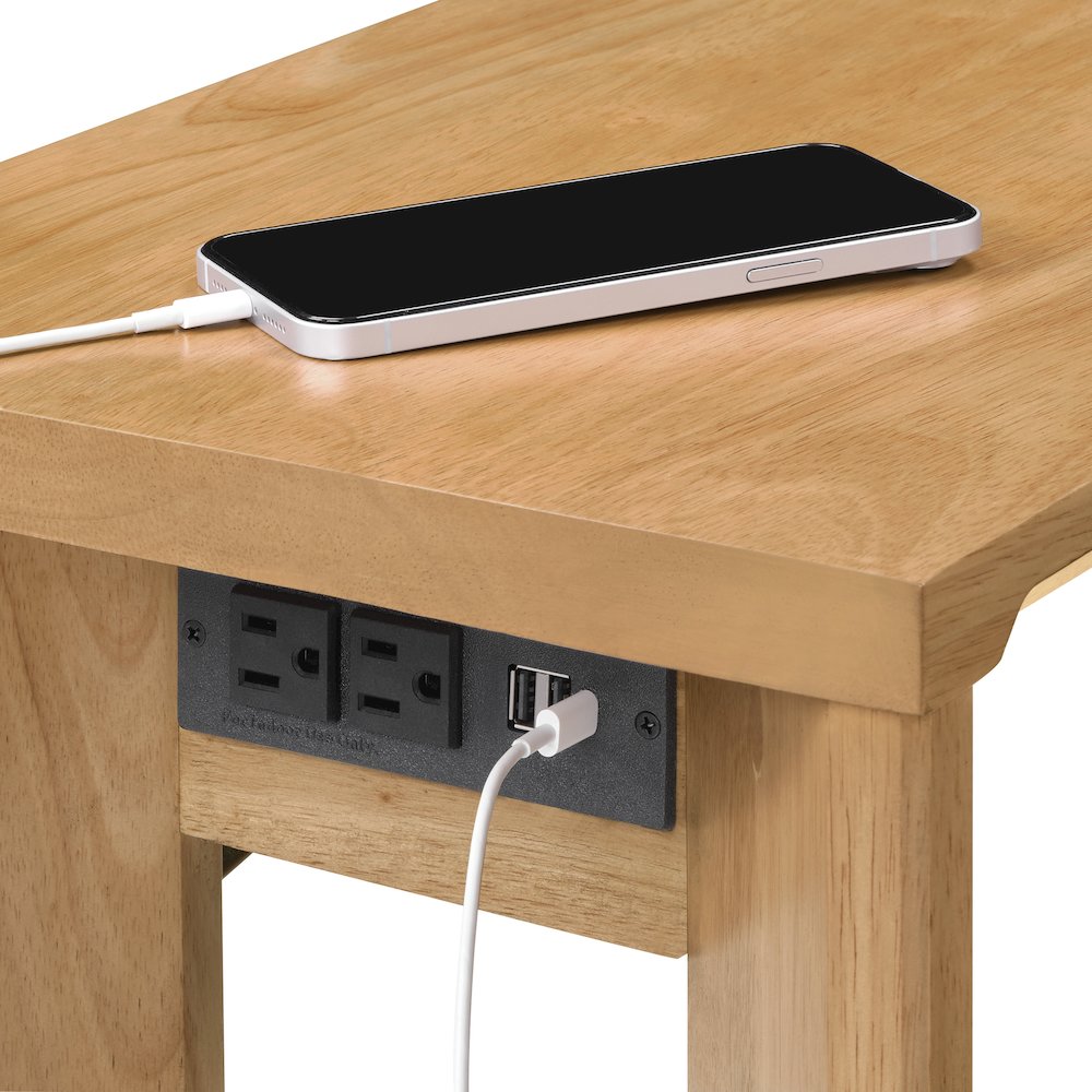 Winston Accent C-Table with Power in Natural Oak Finish. Picture 10