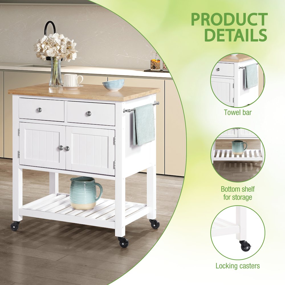 Stirling Kitchen Cart in White Finish. Picture 11