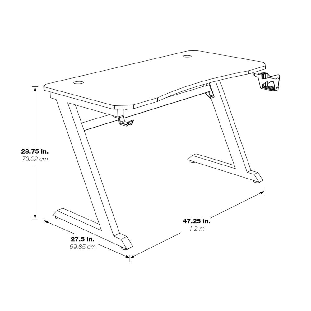 Ghost Battlestation Gaming Desk in Matte Black Top and Black Legs, GST25-BLK. Picture 2