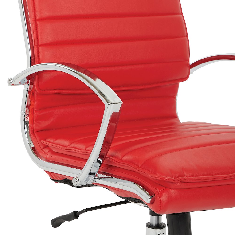 High Back Manager's Faux Leather Chair with Chrome Base, Removable Arm Sleeves. Picture 8