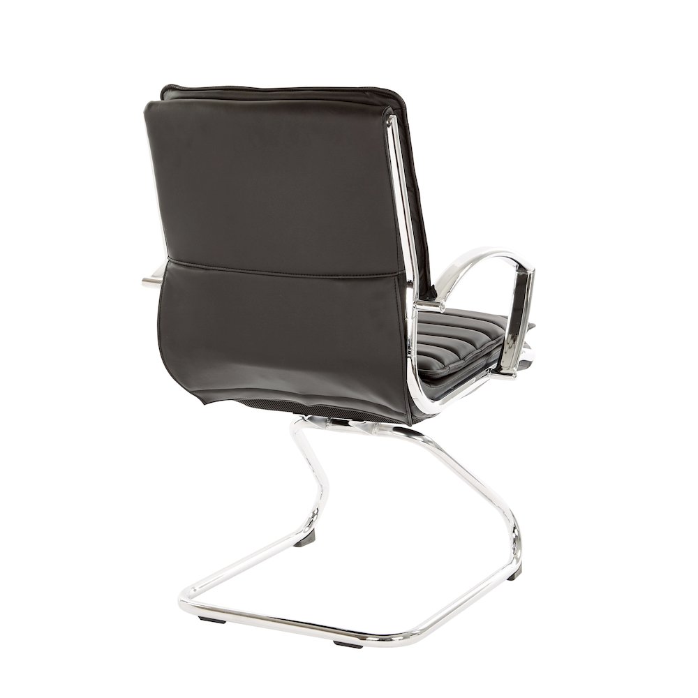 Guest Faux Leather Chair with Chrome Base and Includes Removable Arm Sleeves. Picture 6
