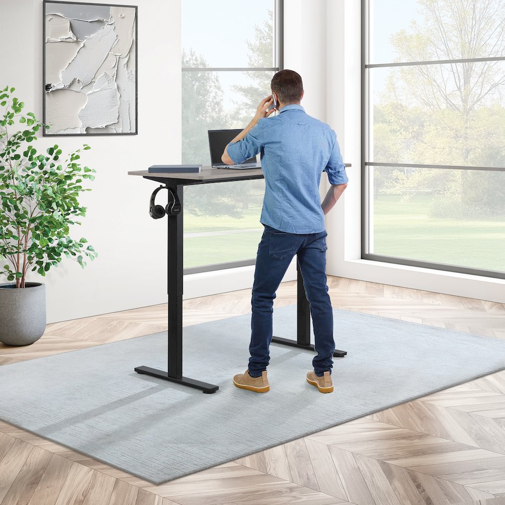 Primo 48"W Sit to Stand Electric Height Adjustable Desk With Light Grey Top. Picture 9