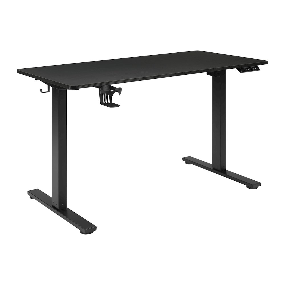 Primo 48" Electric Height Adjustable Gaming Desk in Black Carbon Fiber Finish. Picture 1