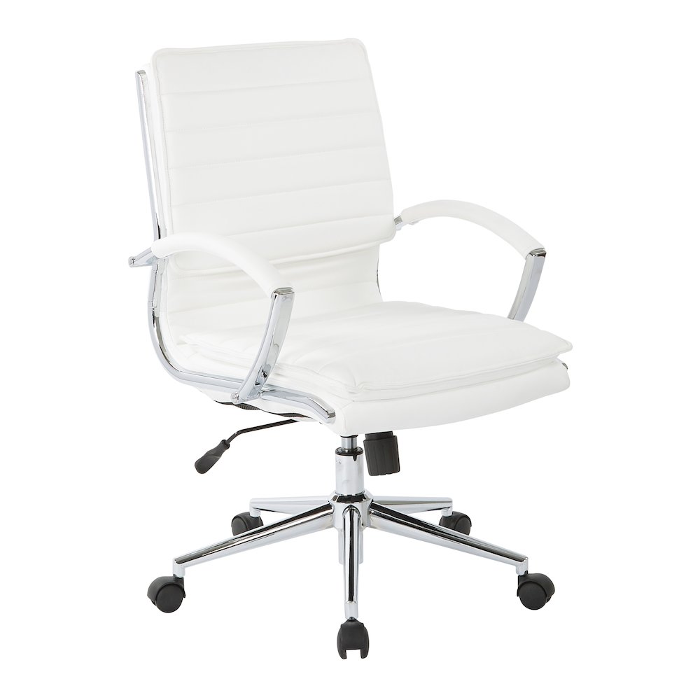 Mid-Back Manager’s Faux Leather Chair with Chrome Base, Removable Arm Sleeves.. Picture 3