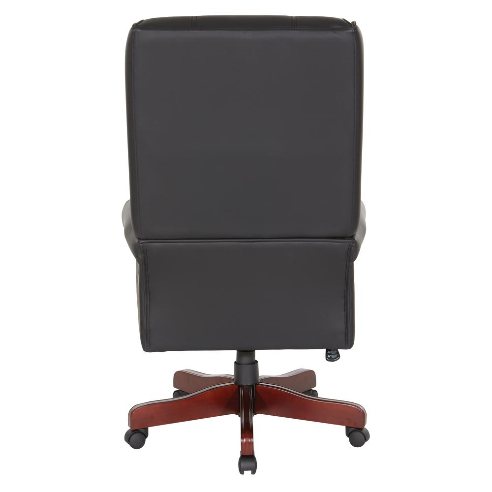Traditional Executive High Back Chair with Black Vinyl and Brass Finish Nail Trim Upholstery, TEX280-3. Picture 5
