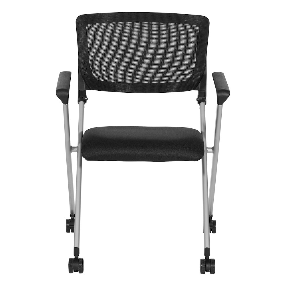 Flex Back Nesting Chair in Silver Finish and Black Mesh Fabric 2-Pack. Picture 3