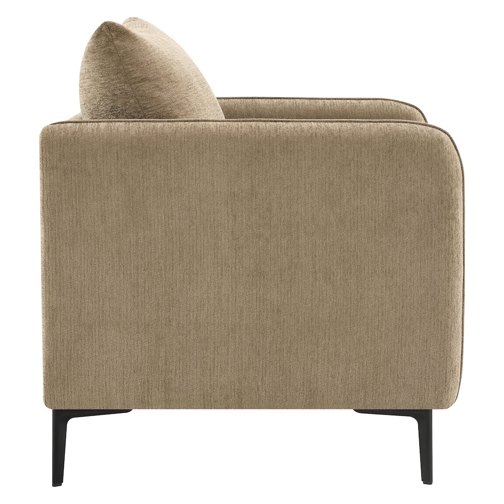 Newhaven Accent Chair in Taupe Fabric with Black Metal Legs. Picture 5