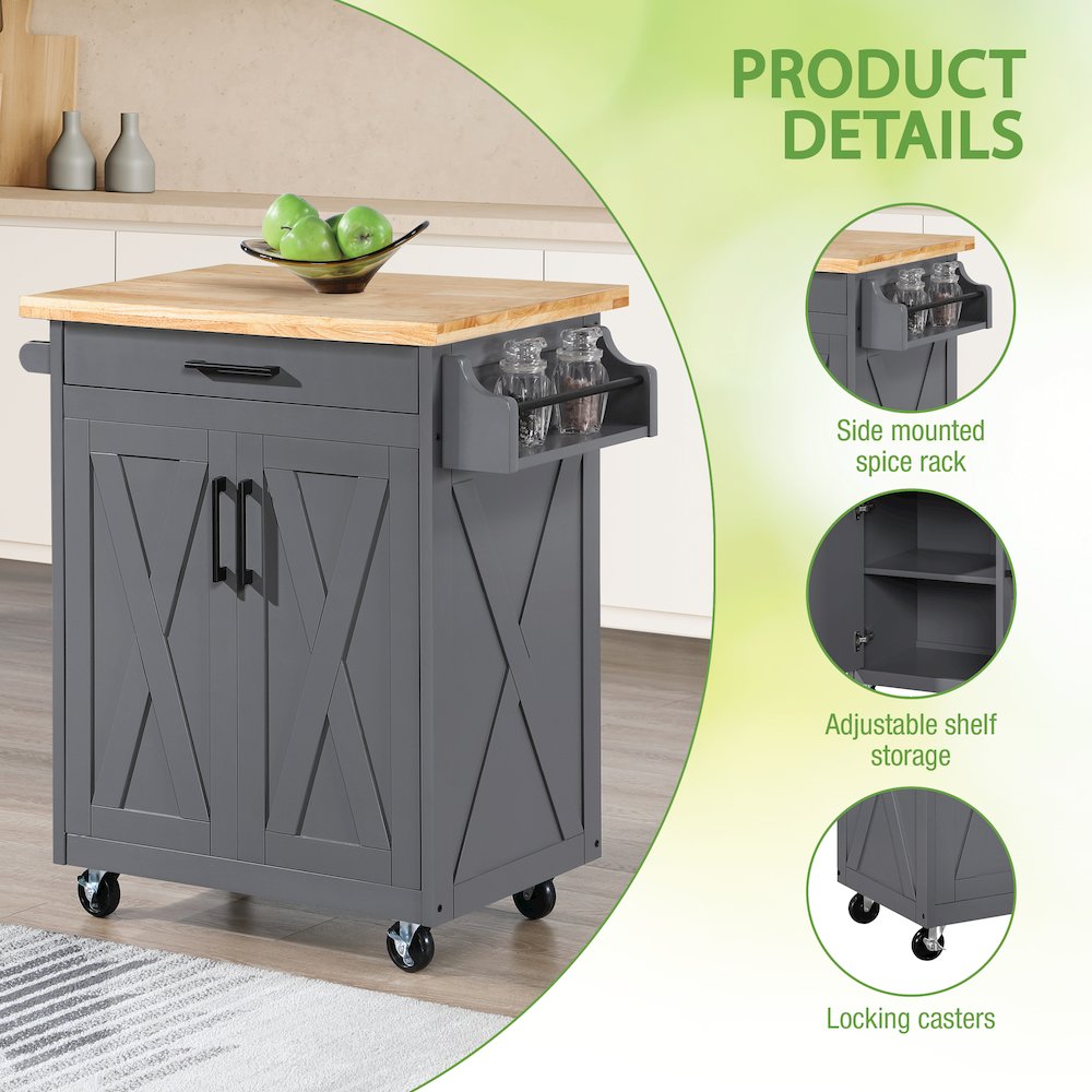 Bolten Kitchen Cart in Grey Finish. Picture 12