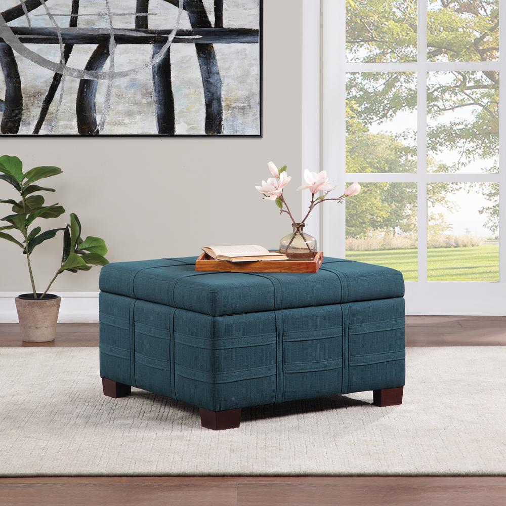 Detour Strap Square Storage Ottoman in Azure Fabric, DTR3030S-K14. Picture 4
