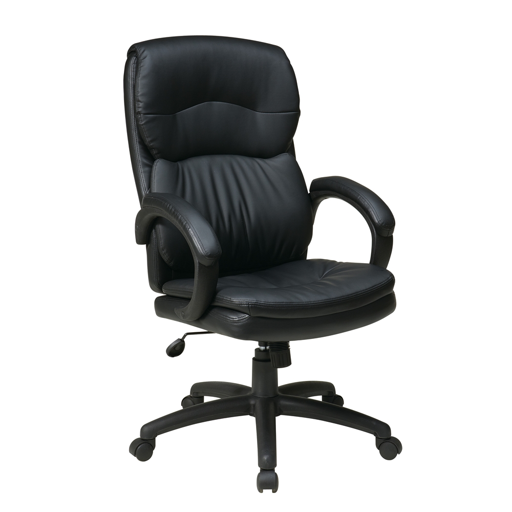 High Back Black Bonded Leather Executive Chair with Padded Arms. Picture 1