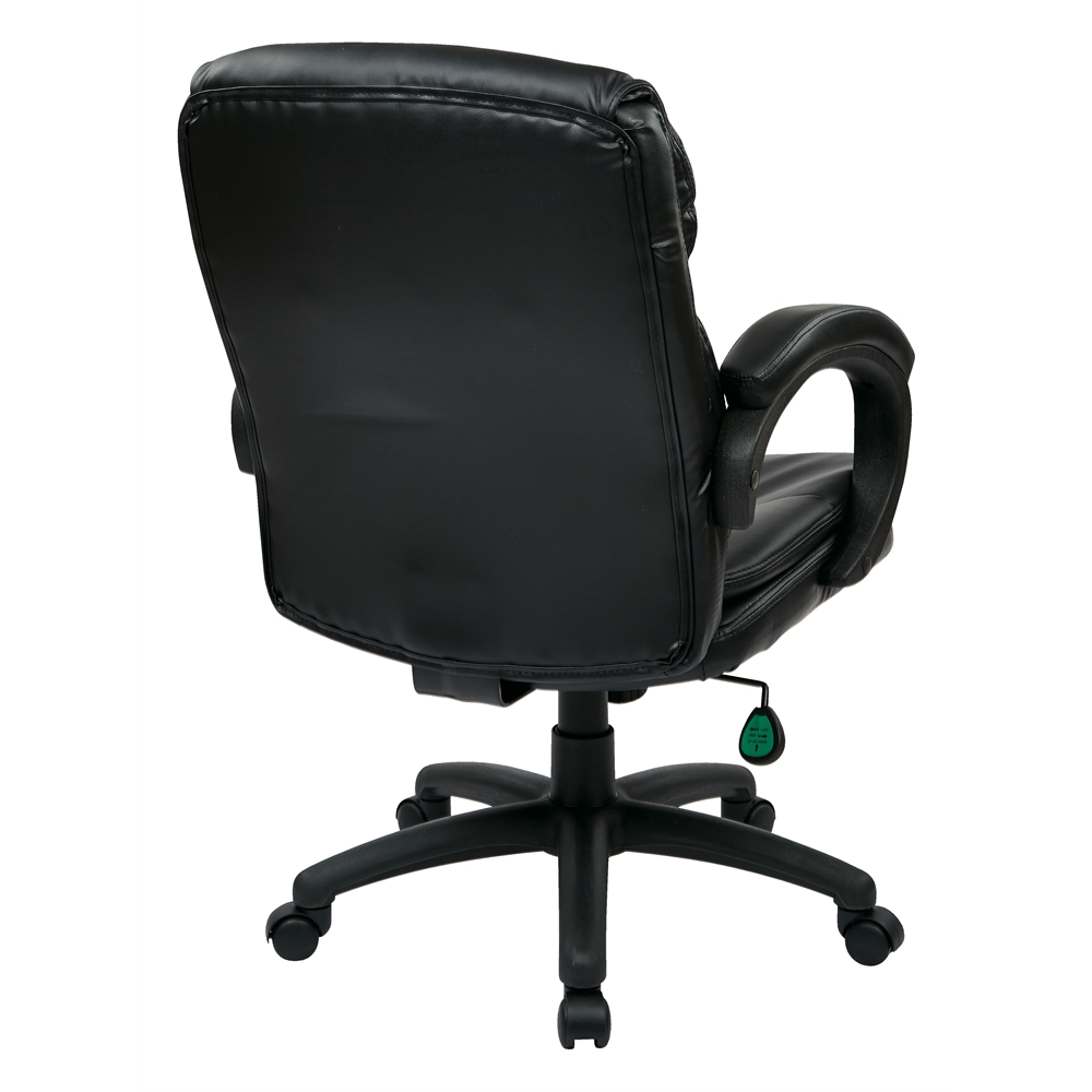 Mid Back Black Bonded Leather Executive Chair with Padded Arms. Picture 3