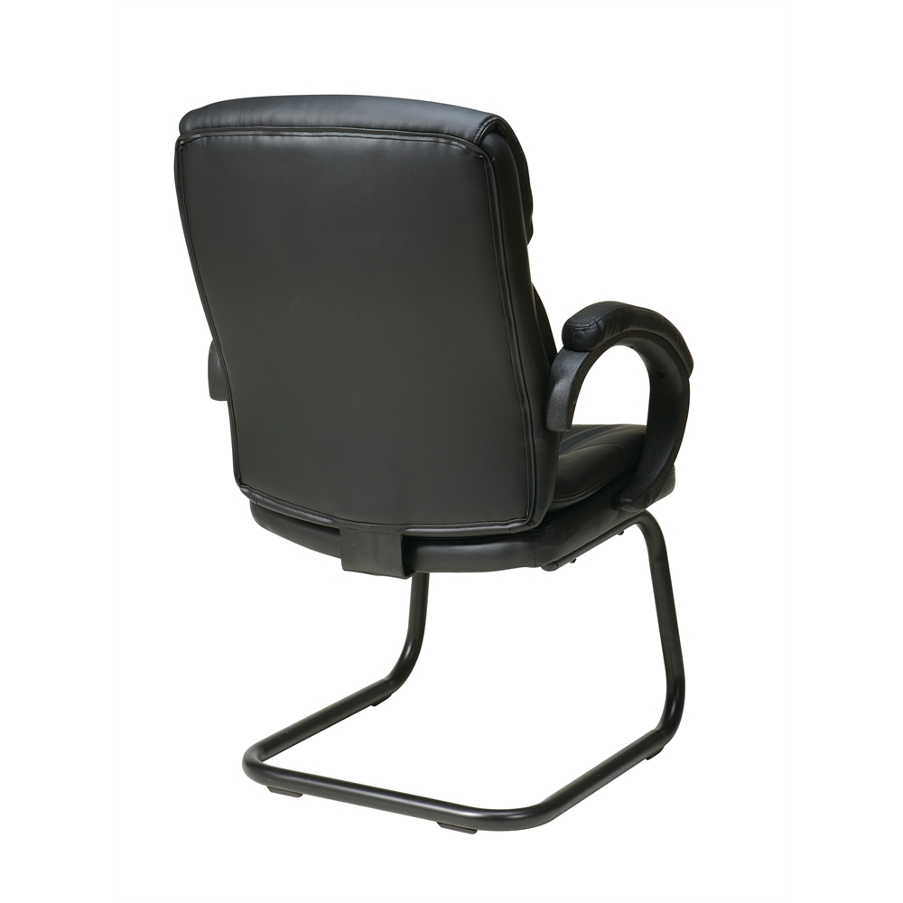 Bonded Leather Visitors Chair with Padded Arms and Sled Base. Picture 3