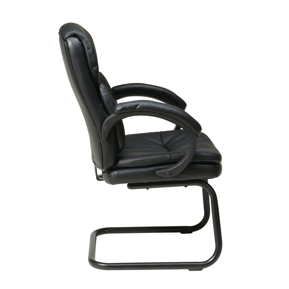 Bonded Leather Visitors Chair with Padded Arms and Sled Base. Picture 2