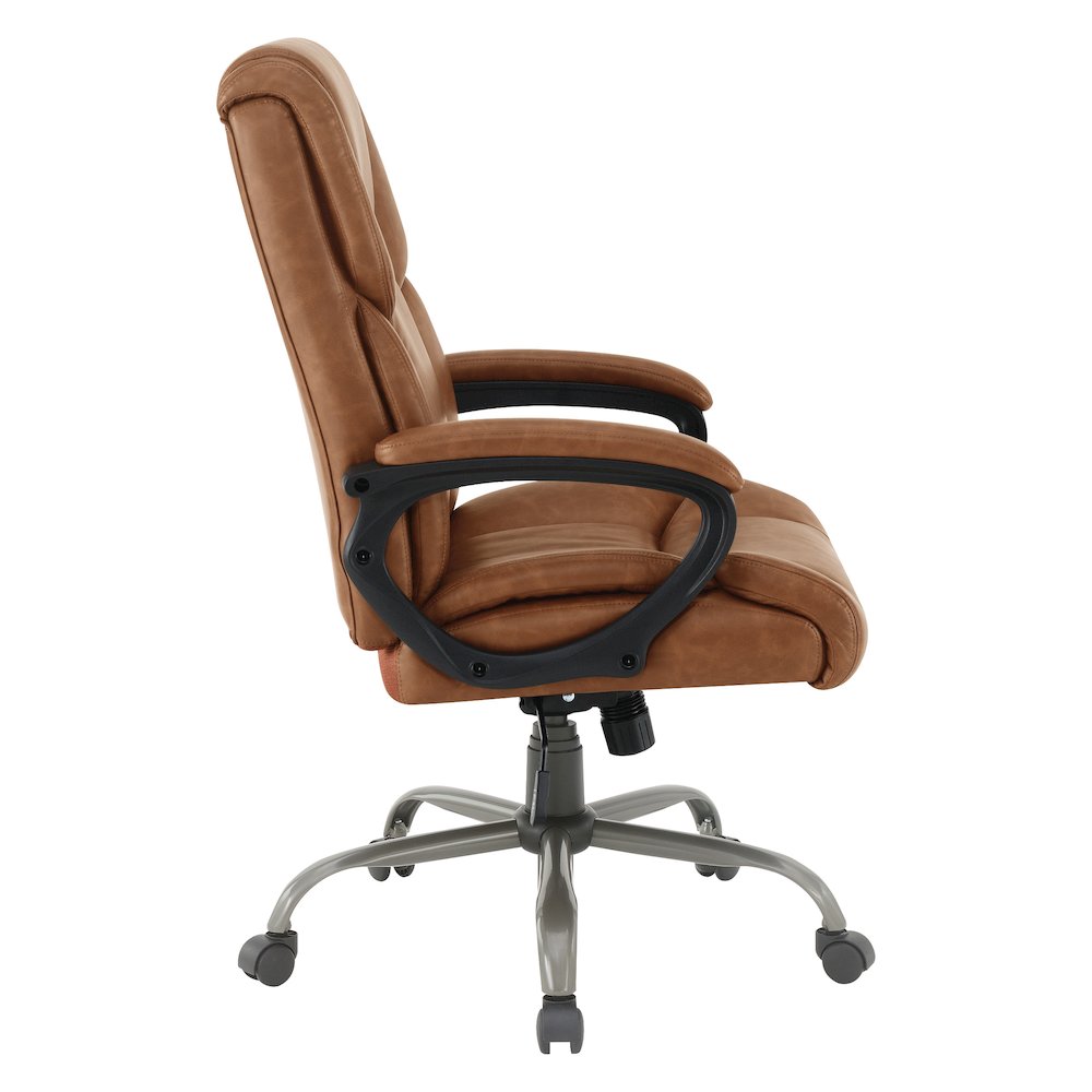 Mid-Back in Saddle Faux Leather Executive Chair with Padded Arms. Picture 4