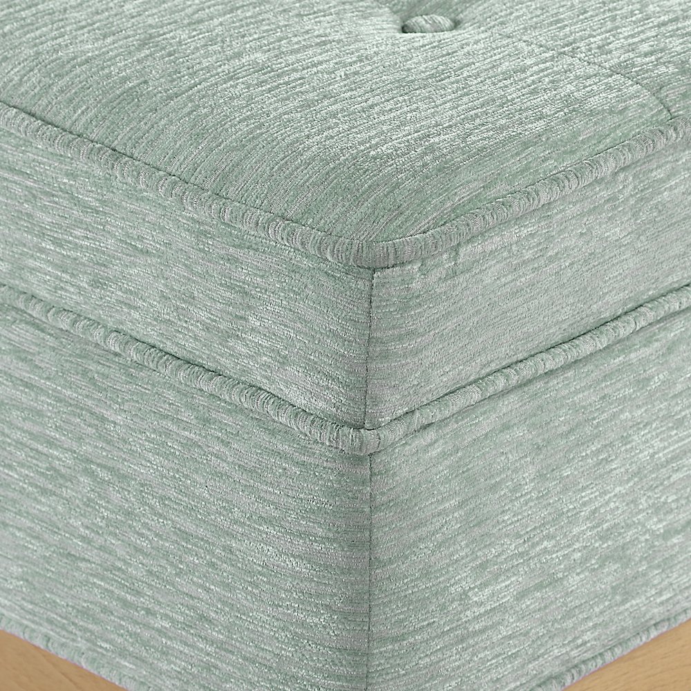 Katheryn Storage Bench in Mist Fabric with National Wood Legs. Picture 11