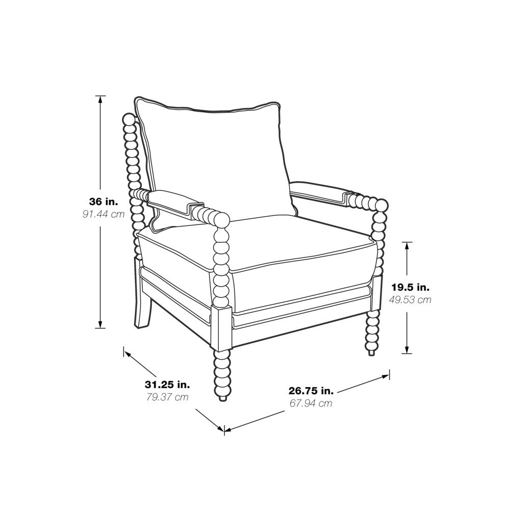 Kaylee Spindle Chair in Smoke Fabric with White Frame, KLE-H14. Picture 2