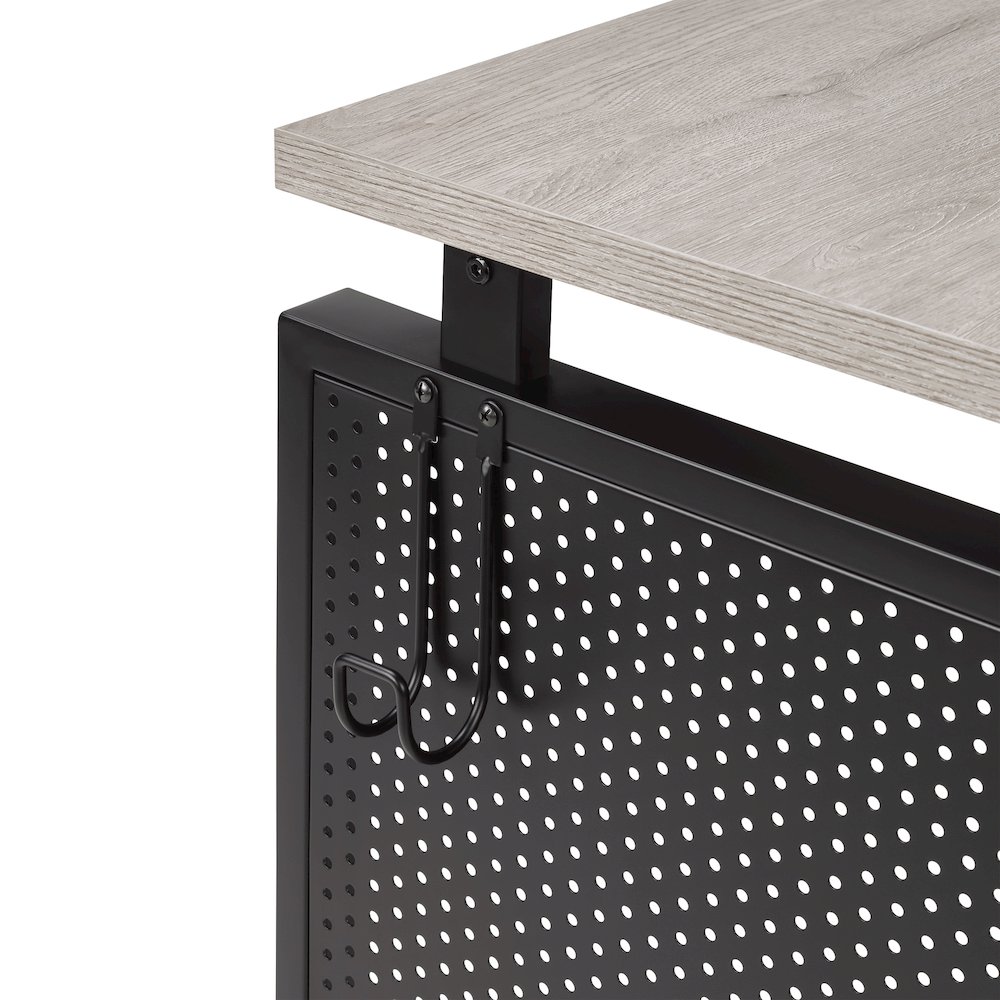 Ace 60" Desk with Hutch in Grey Taupe Top and Matte Black Frame. Picture 10