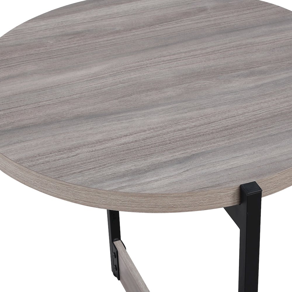 3 Piece Occasional Table Set in Grey Woodgrain Finish with Black Metal Legs. Picture 6