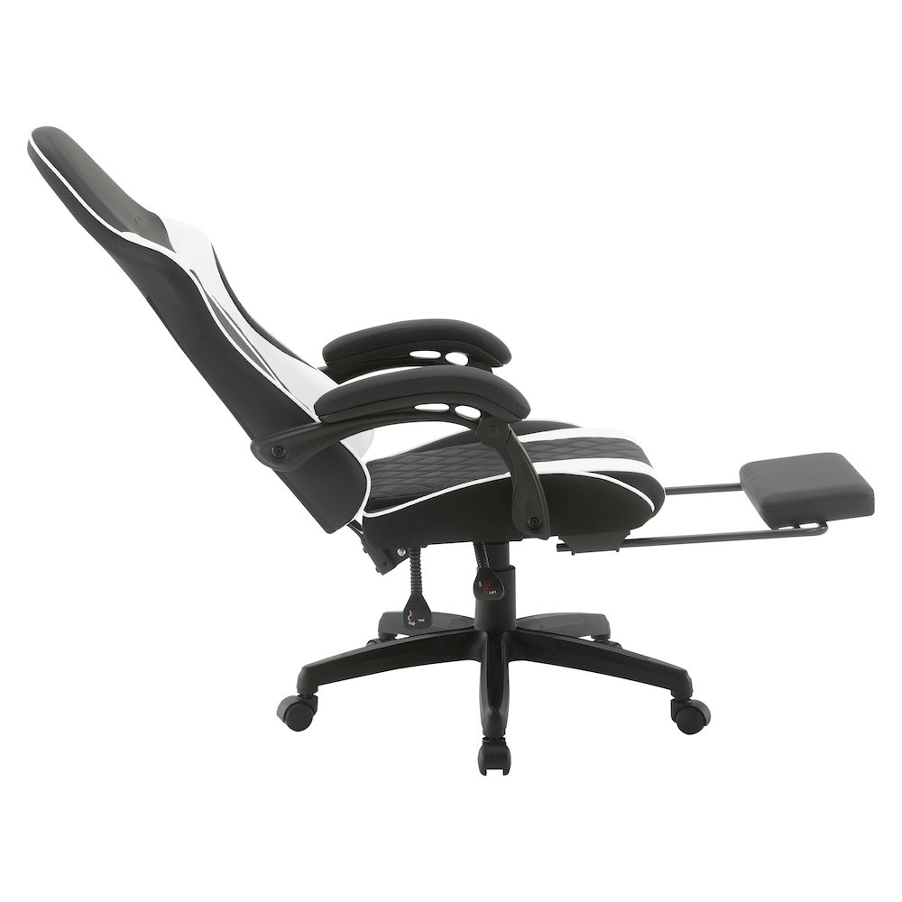 Expanse Gaming Chair  With Footrest in White Fabric. Picture 5