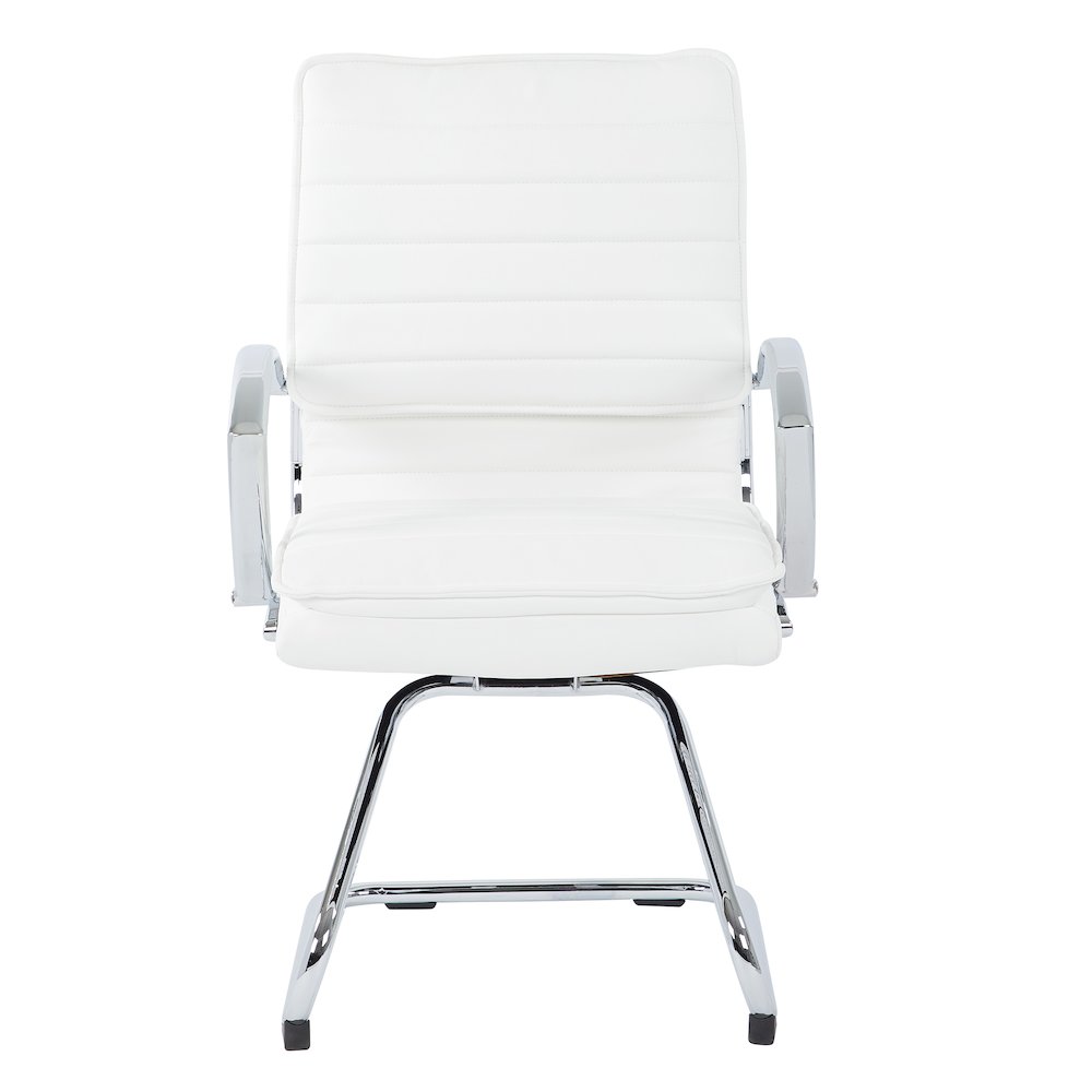 Guest Faux Leather Chair with Chrome Base and Includes Removable Arm Sleeves. Picture 4