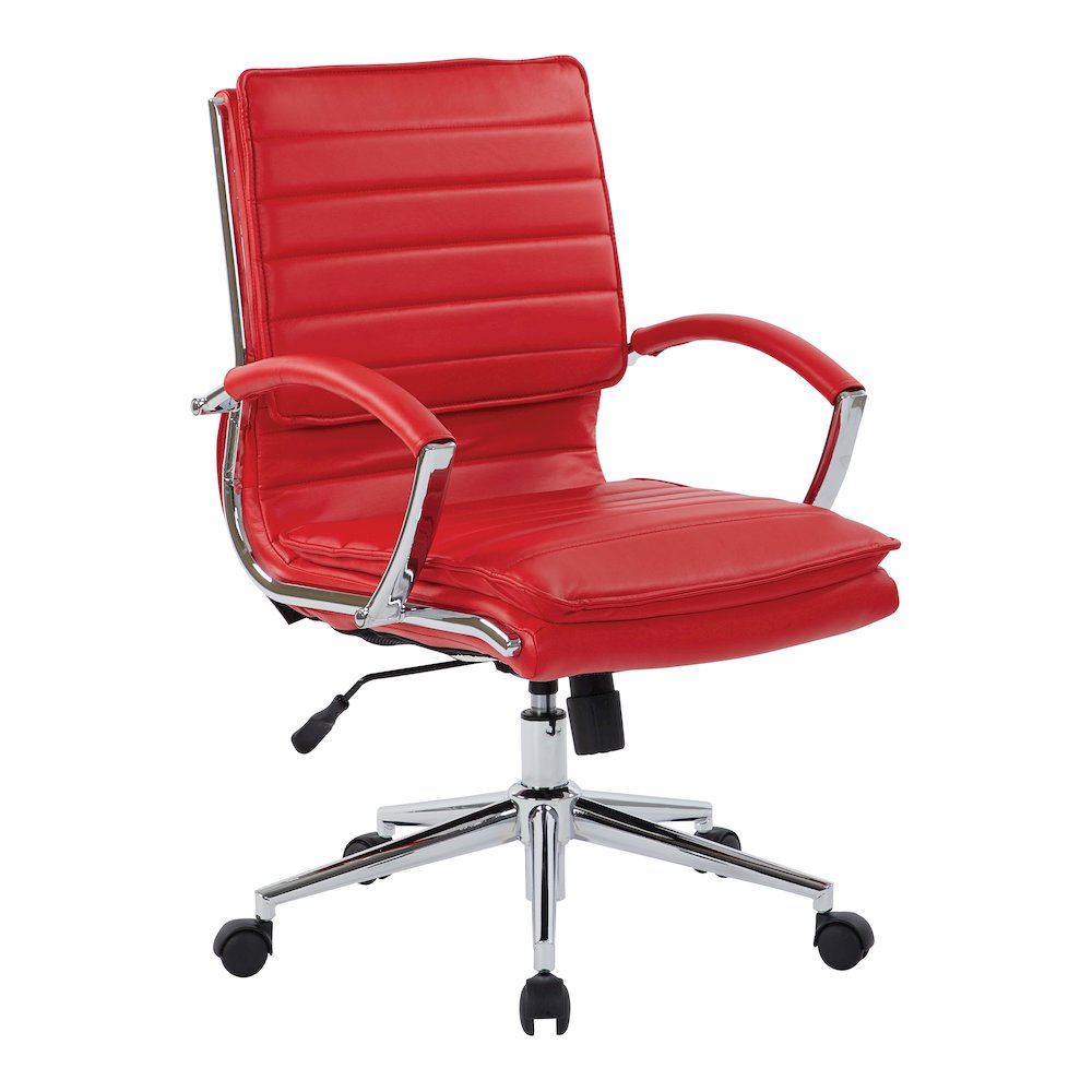 Mid-Back Manager’s Faux Leather Chair with Chrome Base, Removable Arm Sleeves.. Picture 3