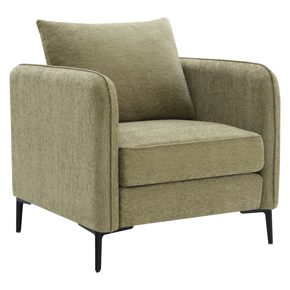 Newhaven Accent Chair in Sea Green Fabric with Black Metal Legs. Picture 1