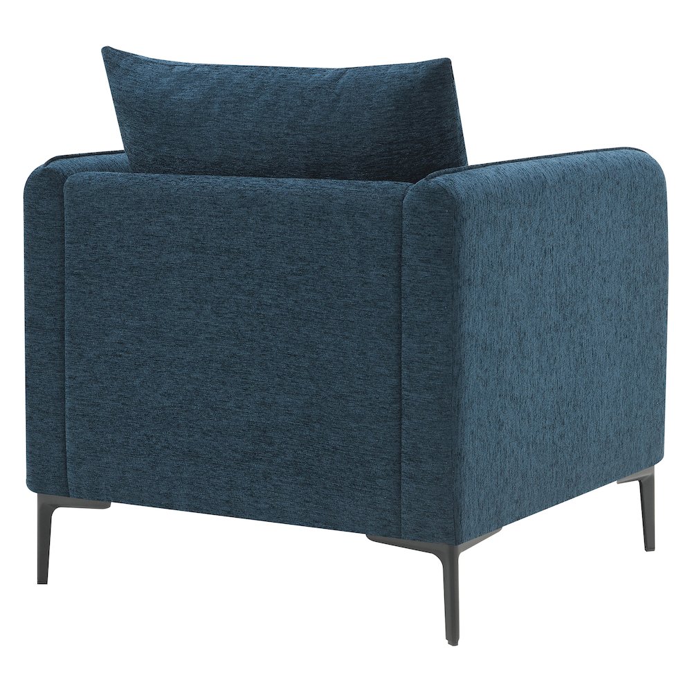 Newhaven Accent Chair in Navy Green Fabric with Black Metal Legs. Picture 6