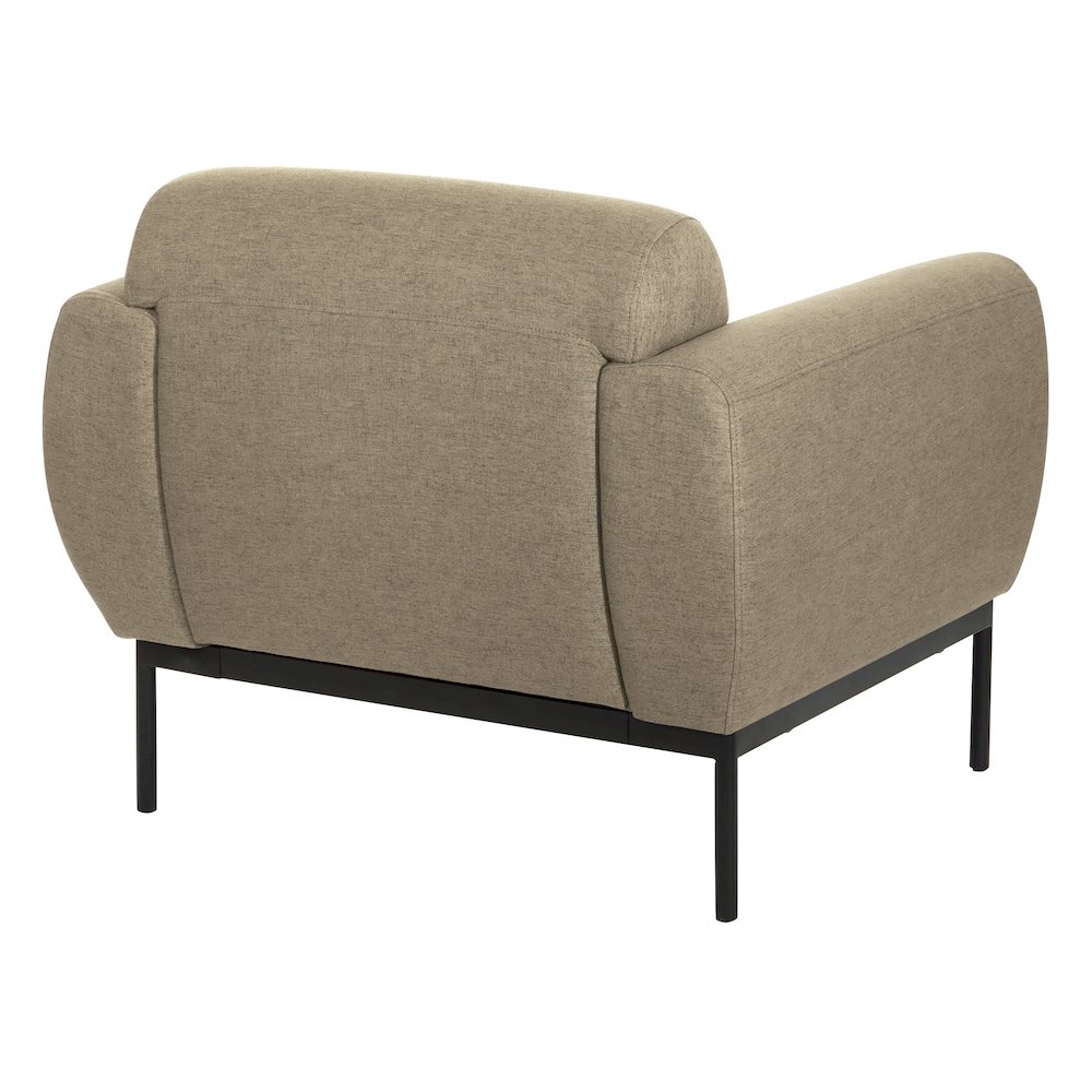 Delta Armchair in Taupe Fabric with Black Metal Legs. Picture 5