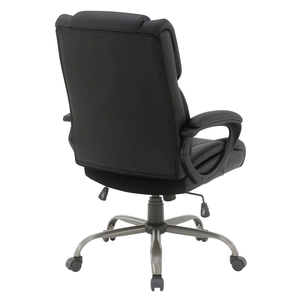 Mid-Back in Black Faux Leather Executive Chair with Padded Arms. Picture 5