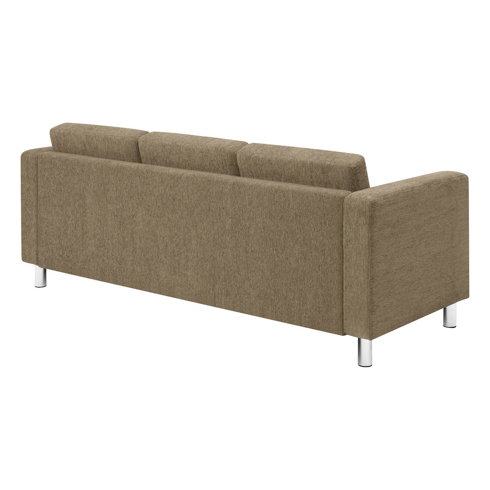 Pacific Sofa in Taupe Fabric with Chrome Legs. Picture 6