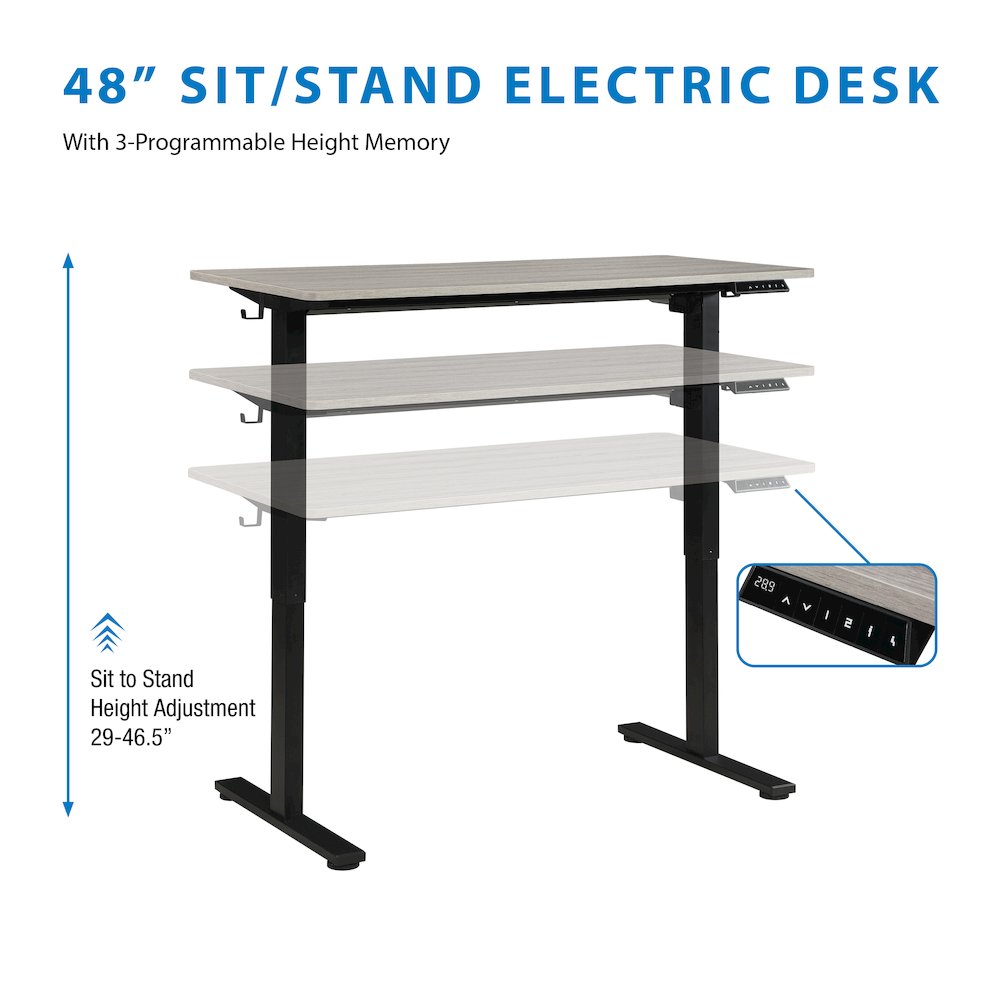 Primo 48"W Sit to Stand Electric Height Adjustable Desk With Light Grey Top. Picture 15