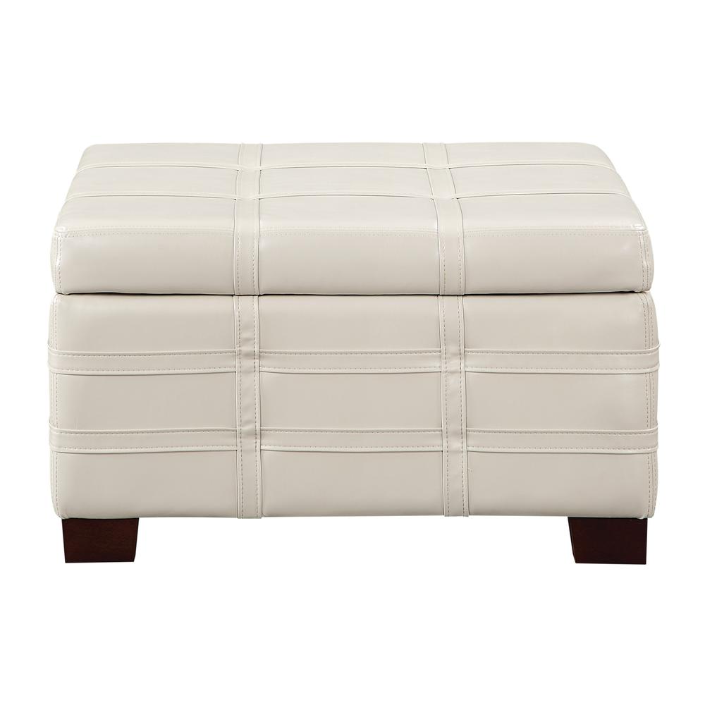 Detour Strap Square Storage Ottoman in Cream Faux Leather, DTR3030S-U28. Picture 3