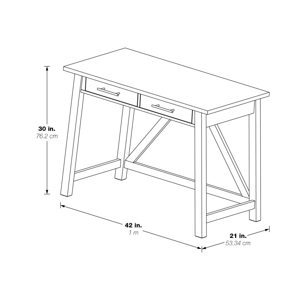 Milford Rustic Writing Desk w/ Drawers in Antique White Finish. Picture 2