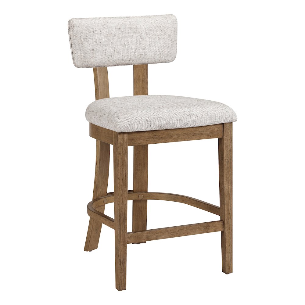 Hanson 26" Counter Stool with Linen Fabric and Medium Oak Wood, 2-Pack. Picture 2