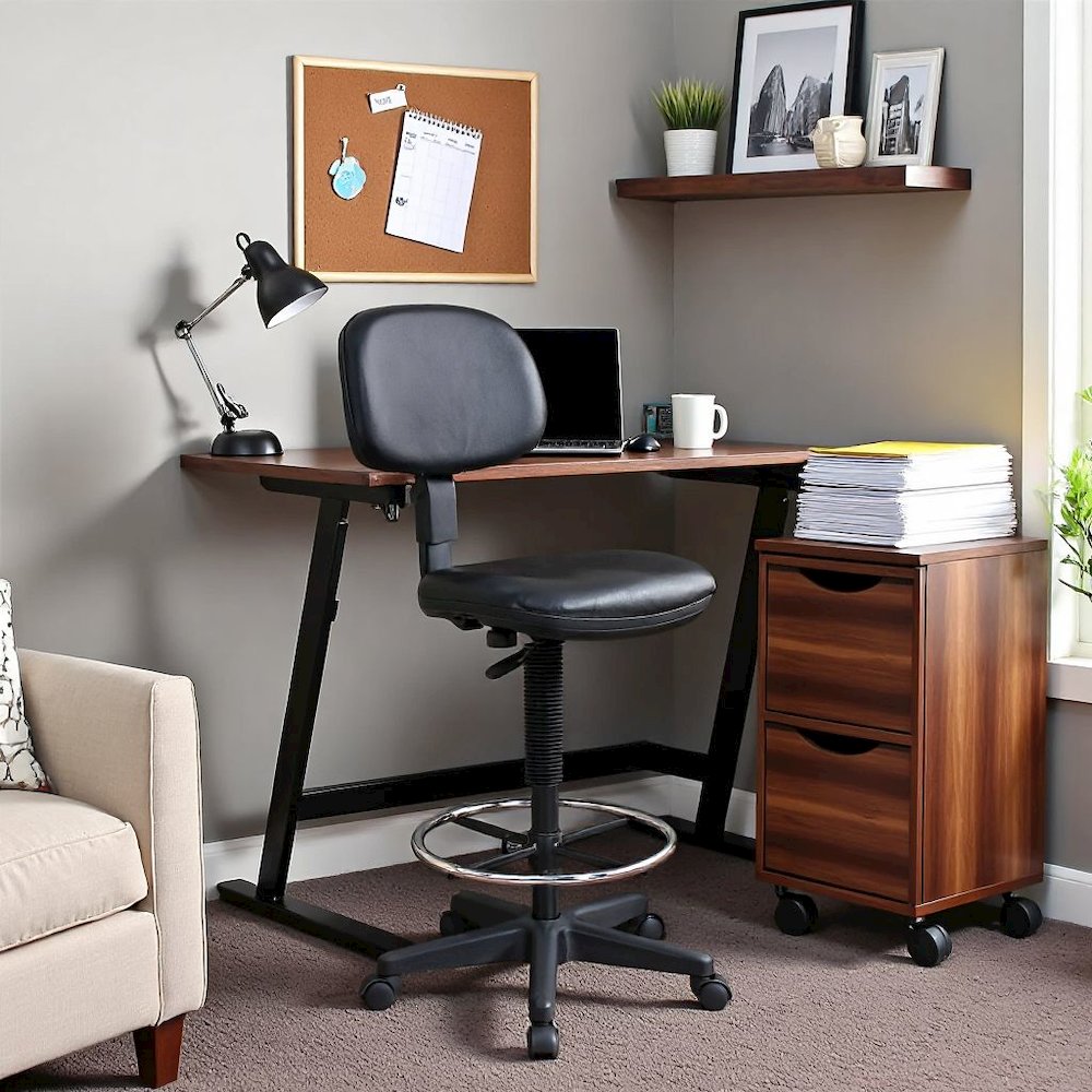 Black Drafting Chair – Tall Desk Chair for Standing Desk and Office Use. Picture 2