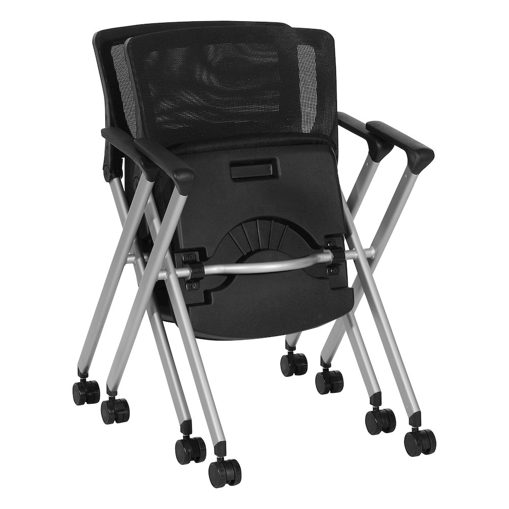 Flex Back Nesting Chair in Silver Finish and Black Mesh Fabric 2-Pack. Picture 2