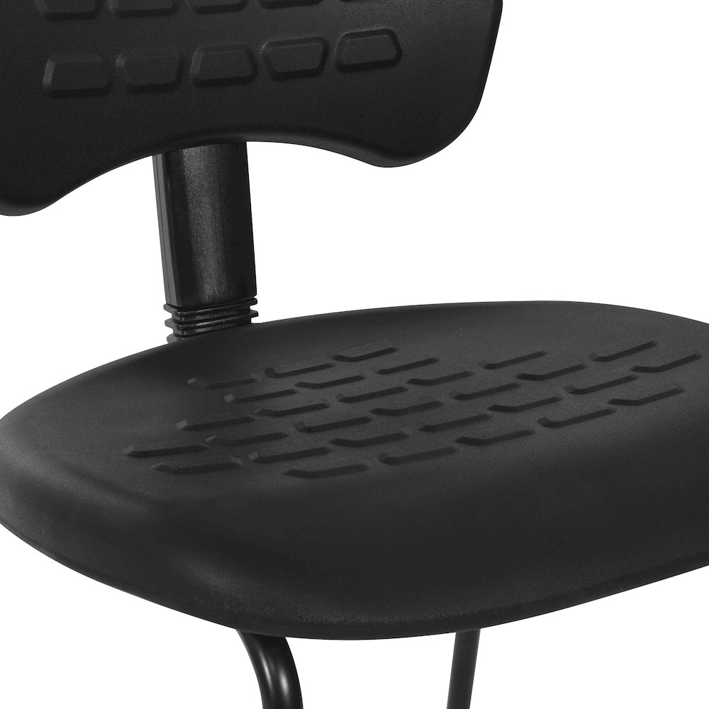 Black Self Skinned Urethane Armless Guest Chair in Black Finish Frame. Picture 10