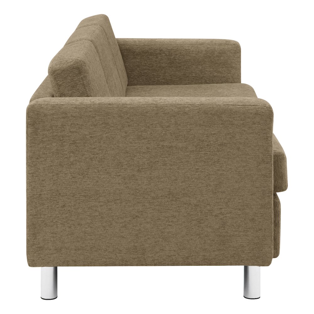 Pacific Sofa in Taupe Fabric with Chrome Legs. Picture 5