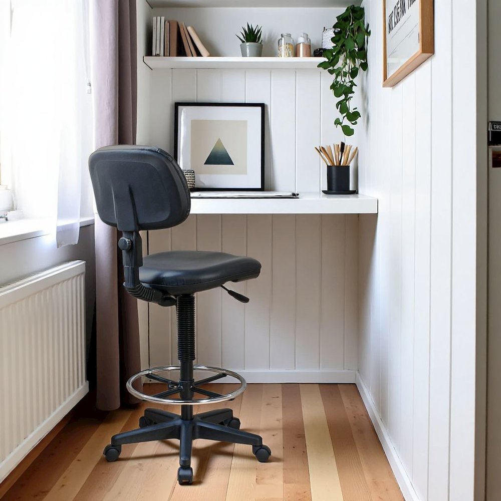 Black Drafting Chair – Tall Desk Chair for Standing Desk and Office Use. Picture 3