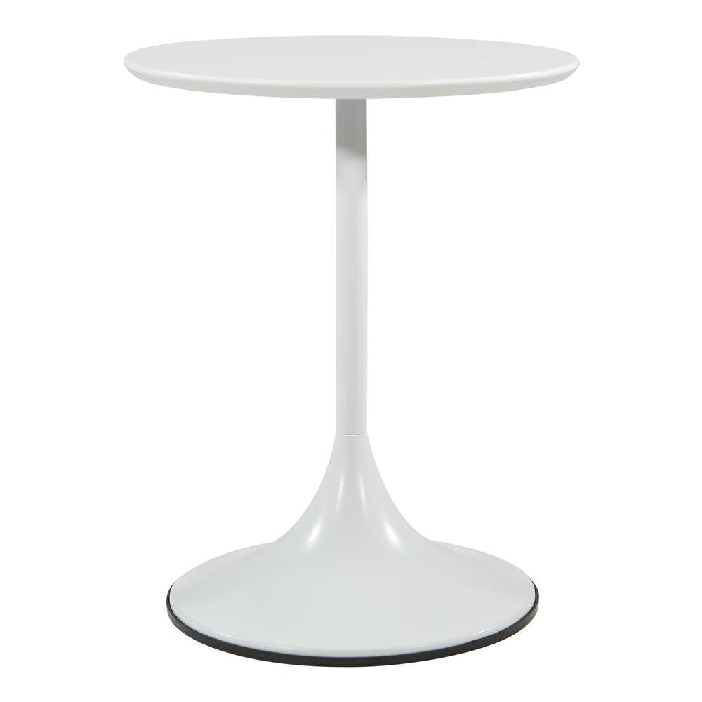 Flower Side Table with White Top and White Base, FLWA9300-WHT. Picture 1