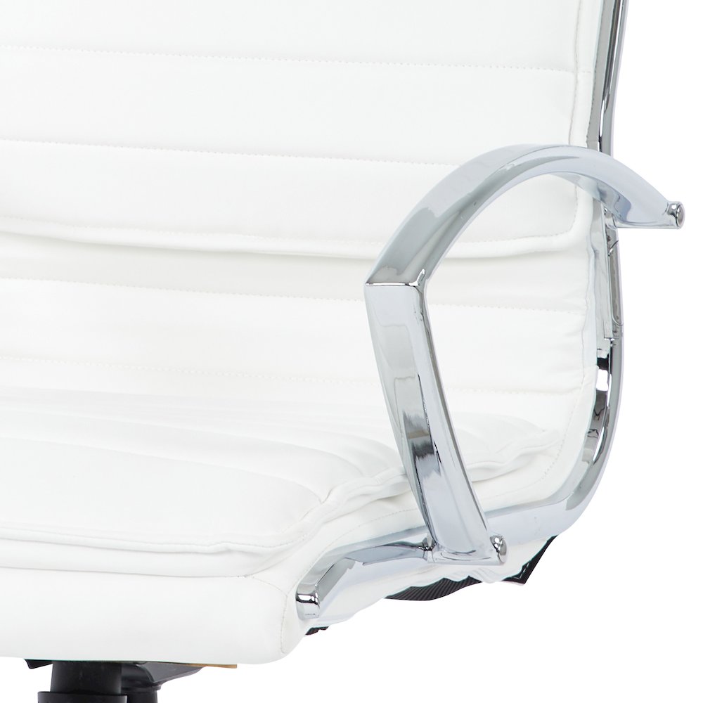 High Back Manager's Faux Leather Chair with Chrome Base, Removable Arm Sleeves. Picture 10
