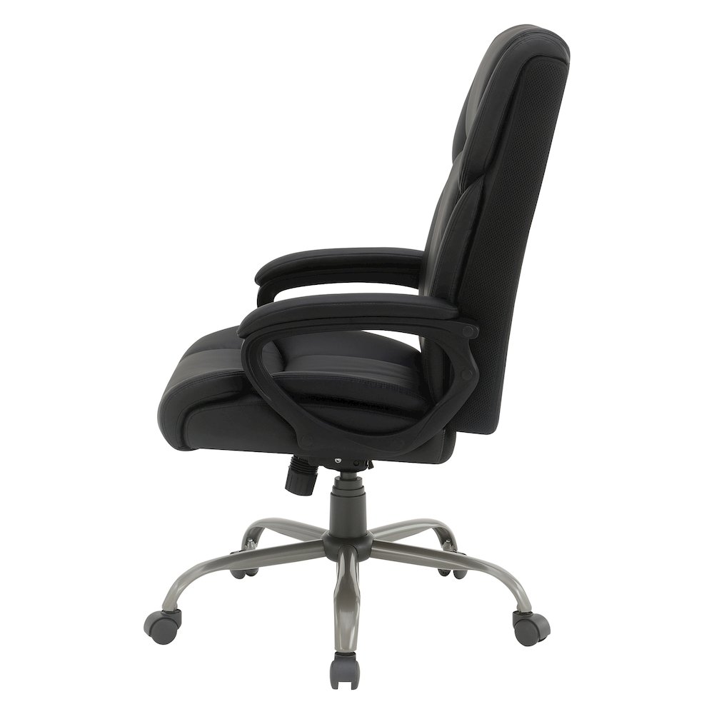 High-Back in Black Faux Leather Executive Chair with Padded Arms. Picture 4