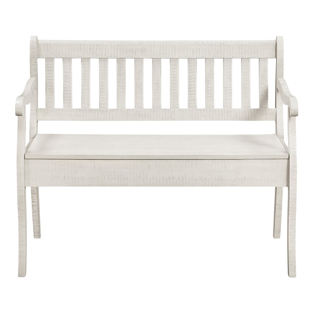 Wakefield Entryway Storage Bench in Destressed White Finish. Picture 8