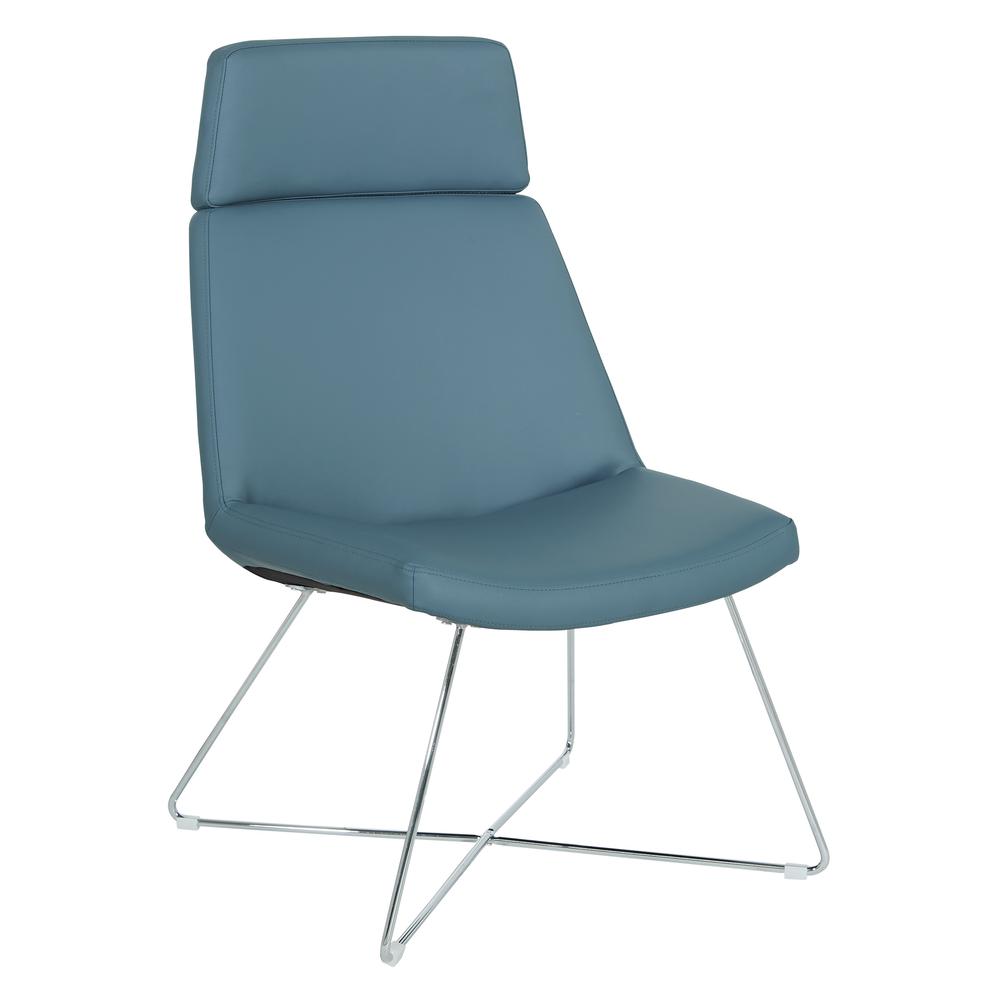 Geena Guest Chair in Dillon Blue with Chrome Sled Base, GNA50400-R105. Picture 1