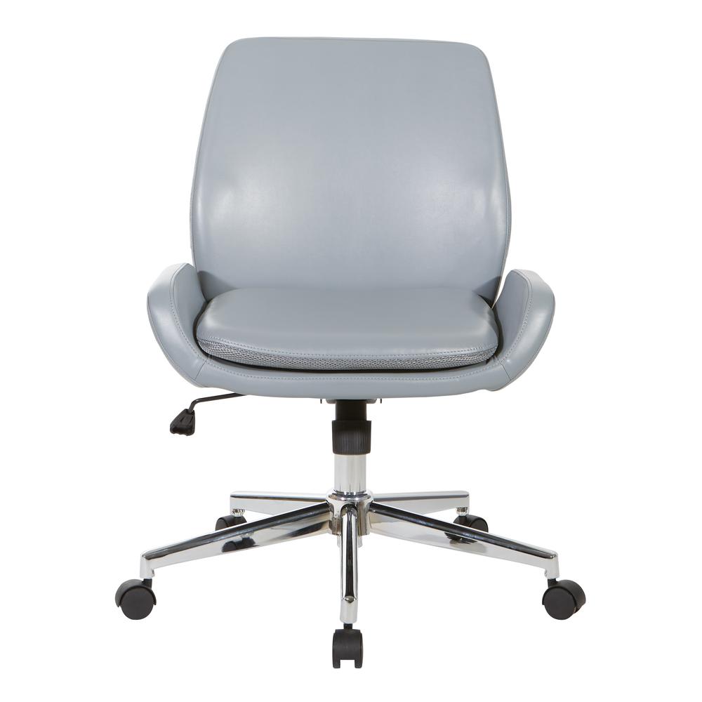 Charcoal Grey Faux Leather Chair with Chrome Finish Base, FL61903C-U42. Picture 2