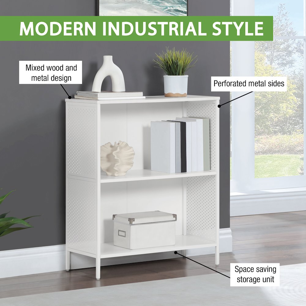 Ace 2 Shelf Bookcase In White Finish. Picture 9
