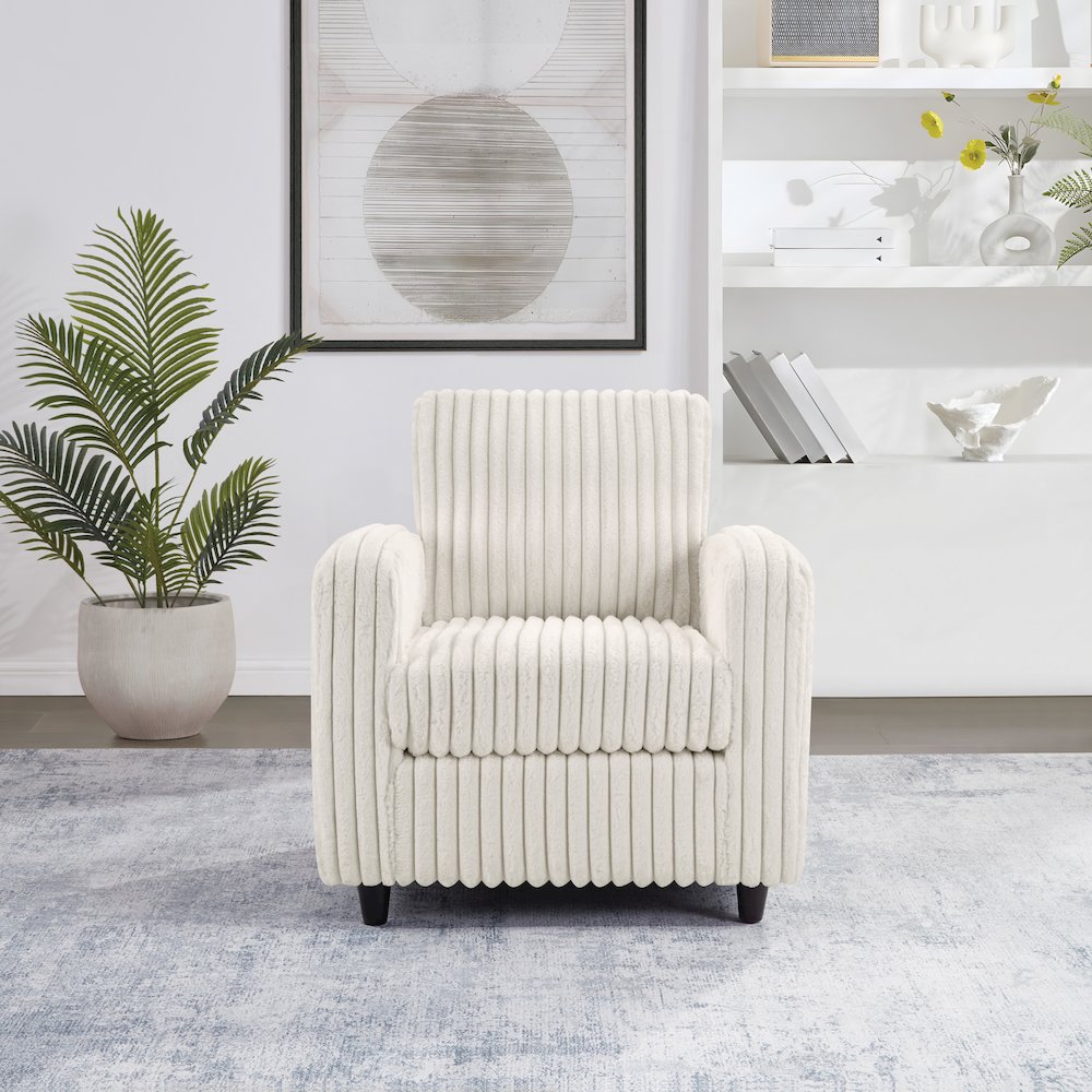 Venus Club Chair in White Cord Fabric and Dark Espresso Finish Legs. Picture 8