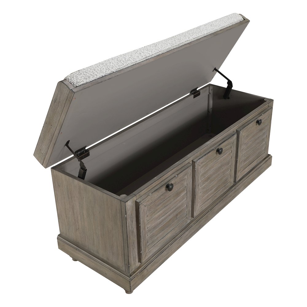 Dover Storage Bench In Goldstone Finish With Salt And Pepper Cushion Asm. Picture 7